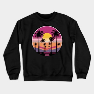 80s Vaporwave Palm Trees Sunset aesthetic Crewneck Sweatshirt